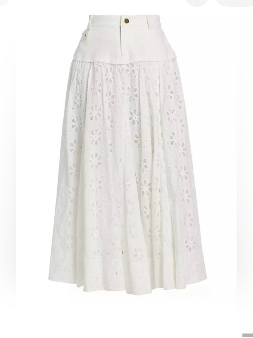 En Saison White Eyelet Tiered Maxi Skirt